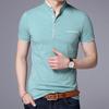 Mens Stand Collar Short Sleeve Slim Fit Big Size Solid Casual T Shirt
