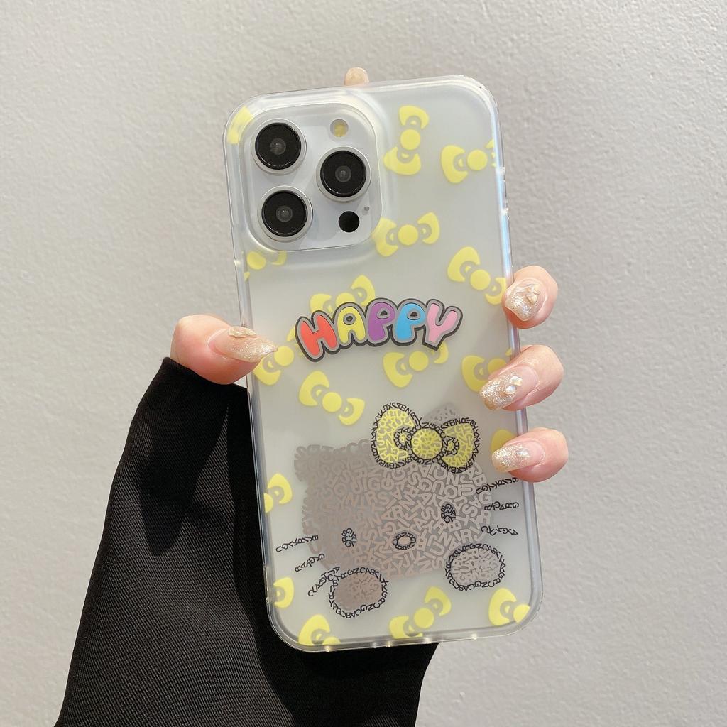 Applicable iPhone15promax cartoon cute cat mobile phone case Apple 14 transparent matte IMD13 protective case