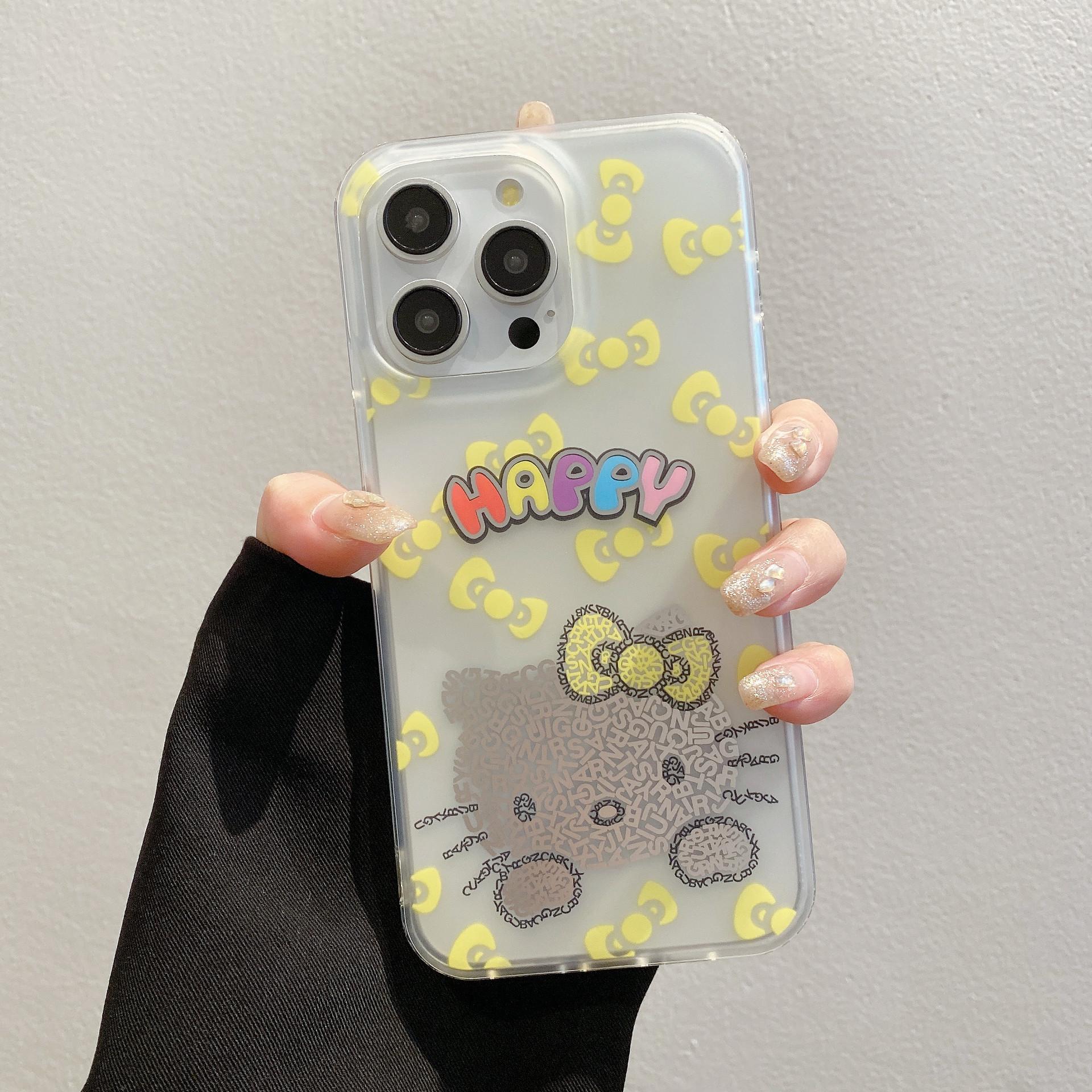 

Applicable iPhone15promax cartoon cute cat mobile phone case Apple 14 transparent matte IMD13 protective case iPhone13promax лимонно-жовтий колір