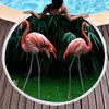 Tropical Flamingo Print Round Beach Towel, Hawaiian Beach Blanket Sand Free Quick Dry Hippie Boho Circle Bath Towel Yoga Mat
