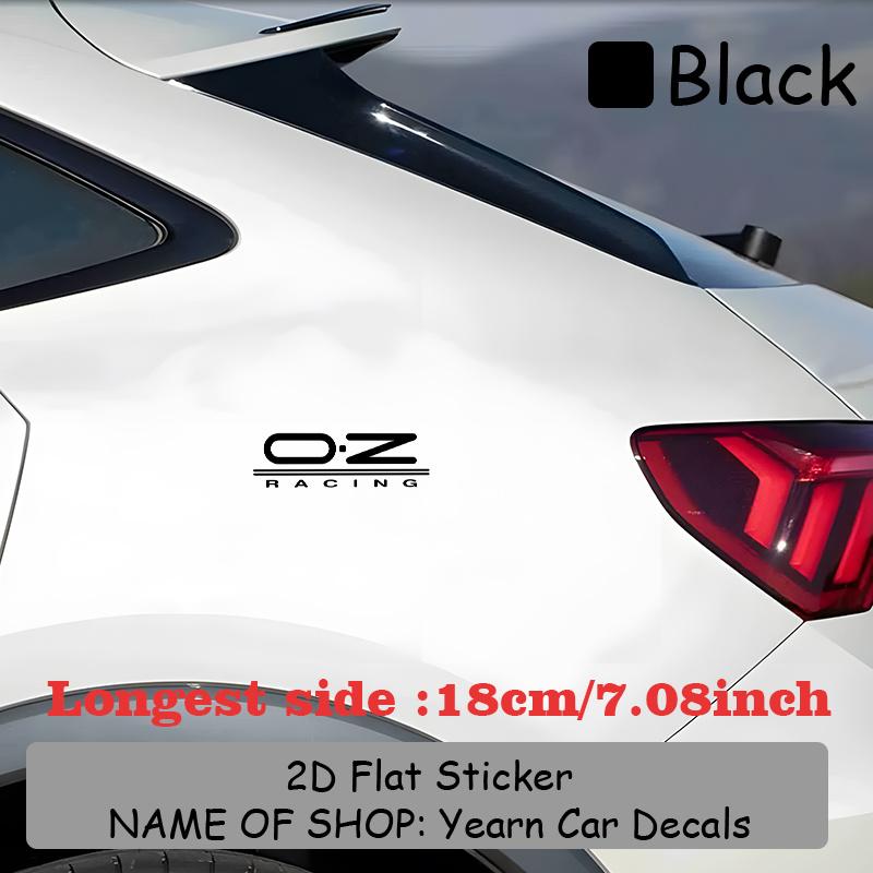 OZ RACING Schwarzer Weißer Logo Aufkleber 1 Stück, Minimalistischer Transparenter Wasserdichter Langlebiger Renn-Vinyl-Aufkleber