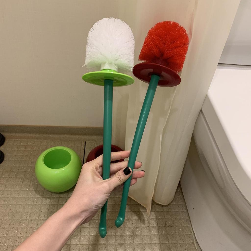 Kirschfarbene WC-Bürste mit langem Griff und weichen Borsten - Kreatives Haushaltsreinigungs-Notwendigkeit