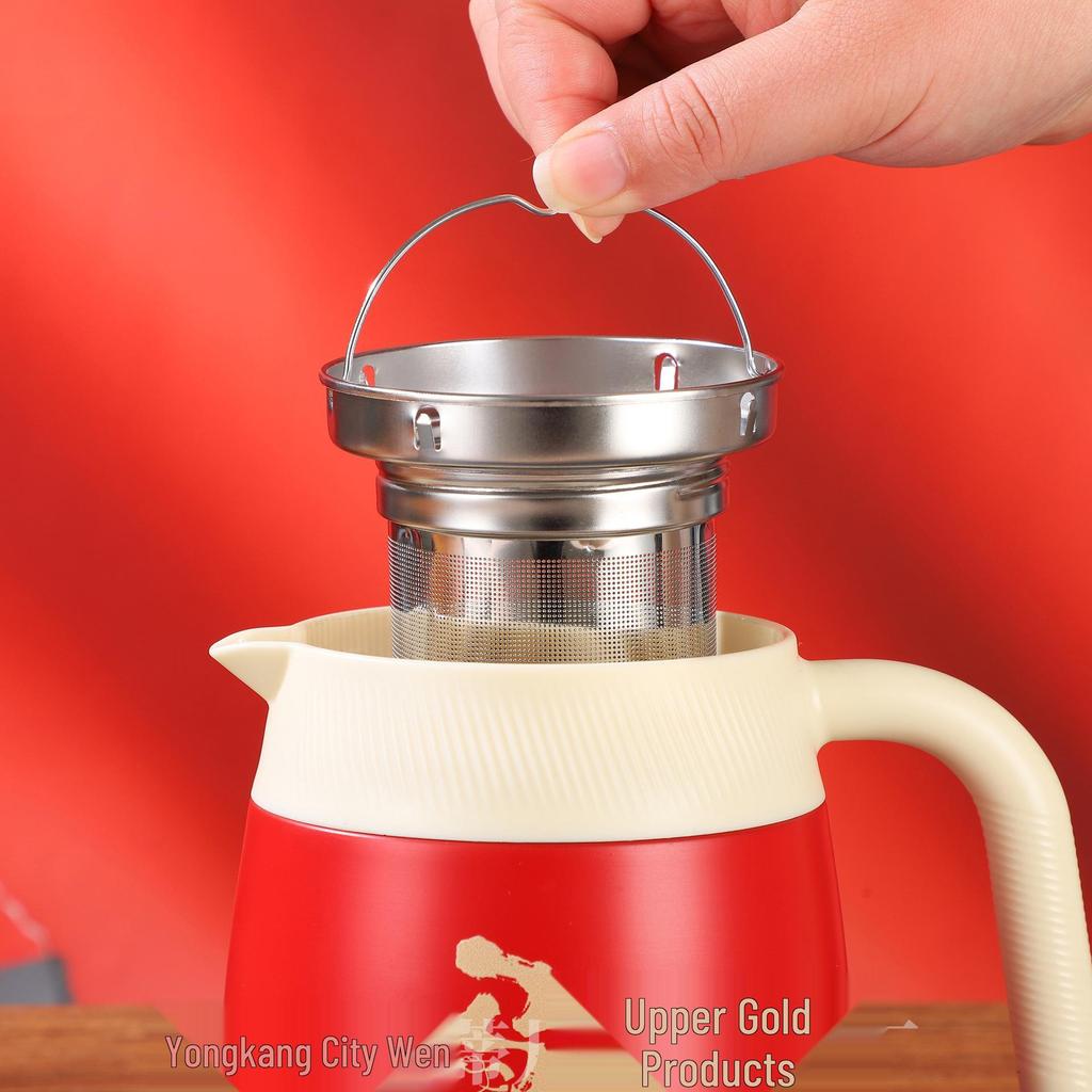 Titanium-Coated Stew Pot with Tea Infuser - Large Capacity, Insulated New Year Edition.