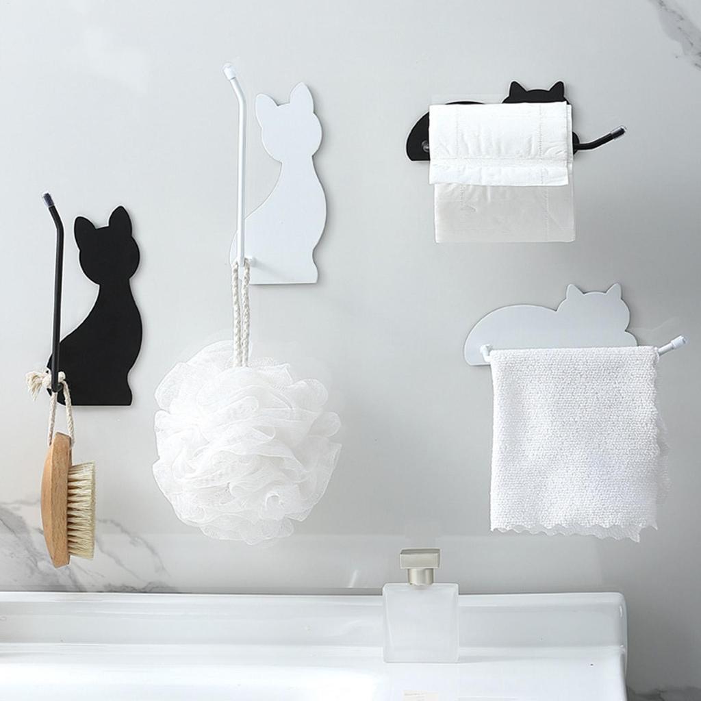 roll paper cling film wall-mounted storage rack Cat Design Bathroom Paper Towel Holder Kitchen rag hanger for Home Travel decor