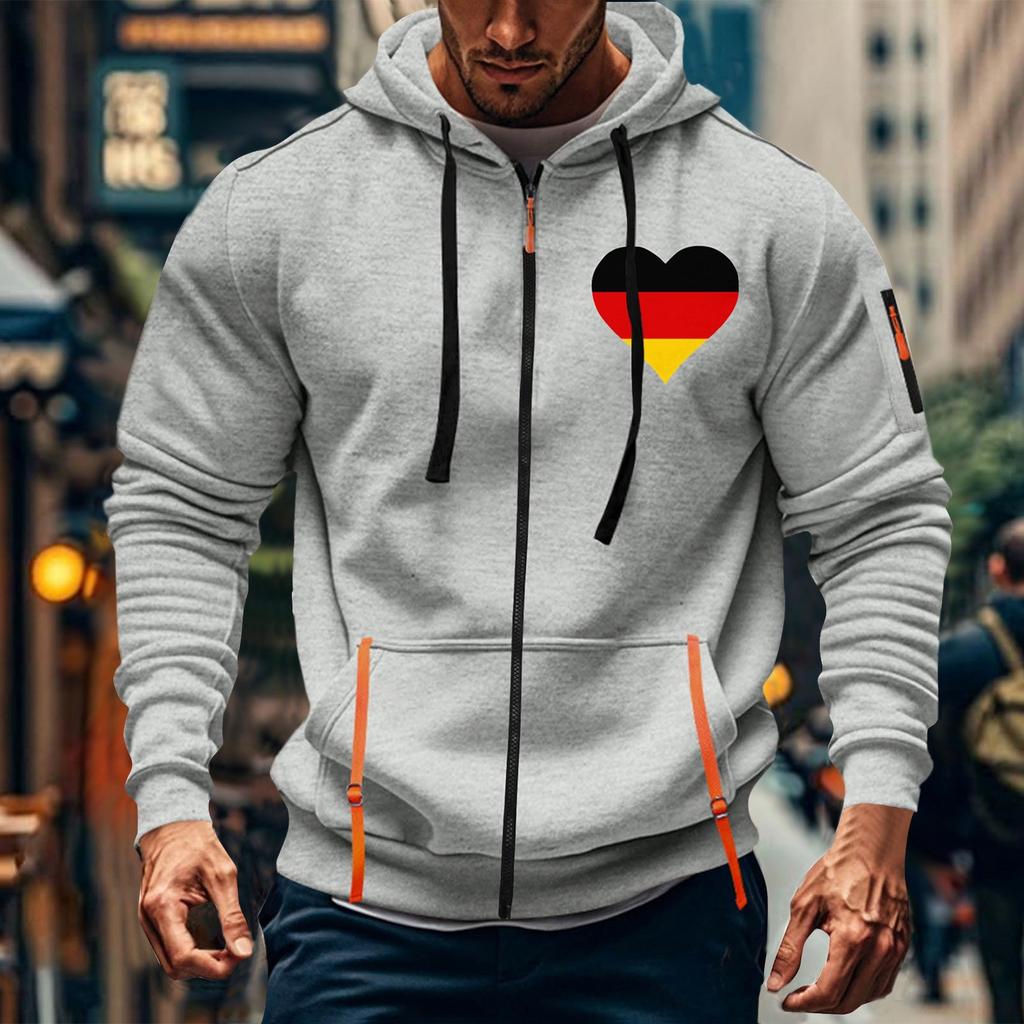 Herren Sport Casual Hoodie Hoodie Cardigan Reißverschluss Multi-Pocket Hoodie Mantel