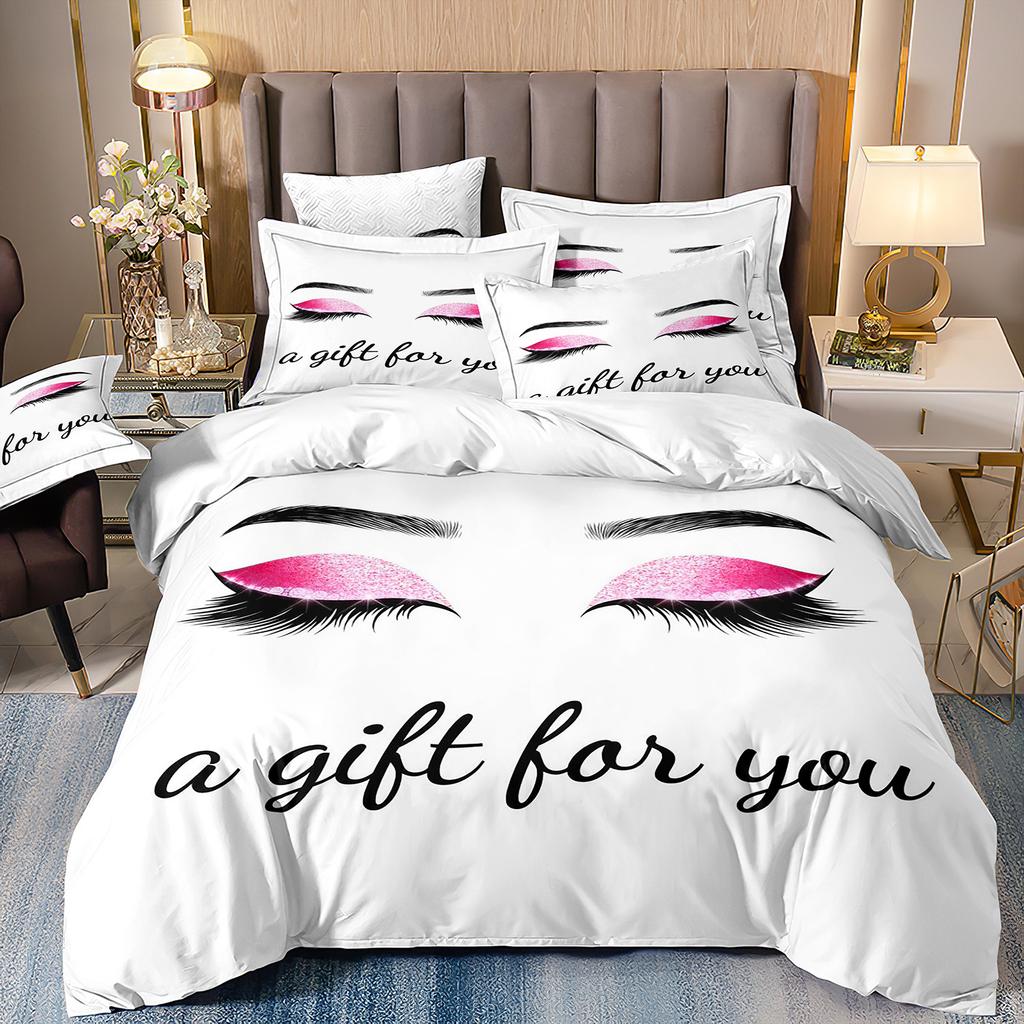 Home Textiles Eyes Eyelashes Mouth 3D Printing Four-Piece Quilt Cover Three-Piece Duvet Cover