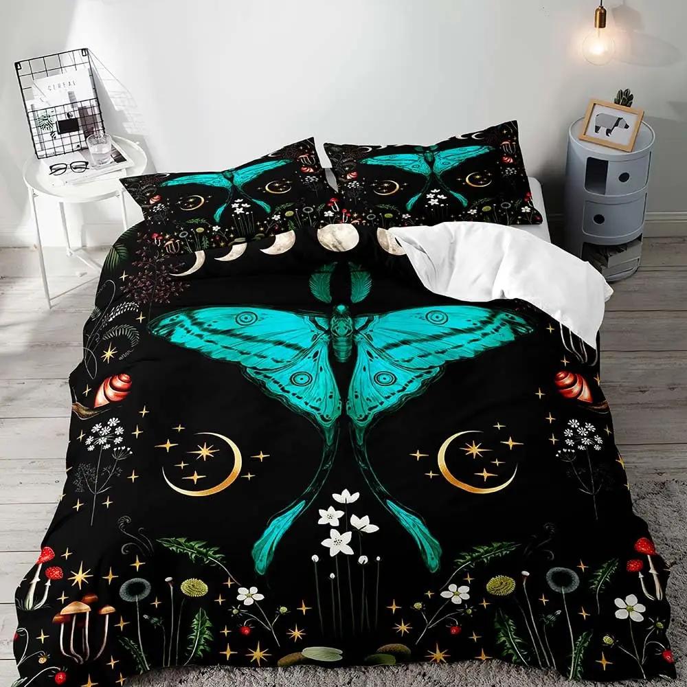 Comforter 3 Pcs Mushroom Bedding Set Butterfly Queen Boys Girls Kids Bedding Star Galaxy Botanical Boho Aesthetic Ultra Soft