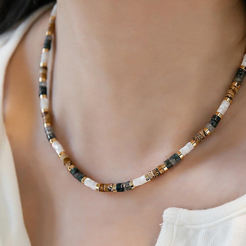 Bohemian Beaded Necklace Retro Temperament Neck High-end Chain Collarbone Chain Fashionable Versatile New Item Jewelry