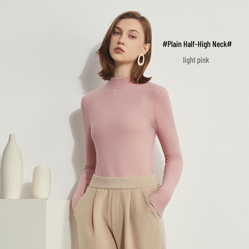 Women's Hyaluronic Acid Thermal Slimming Long Sleeve T-Shirt - Half High Neck, Autumn/Winter Base Layer