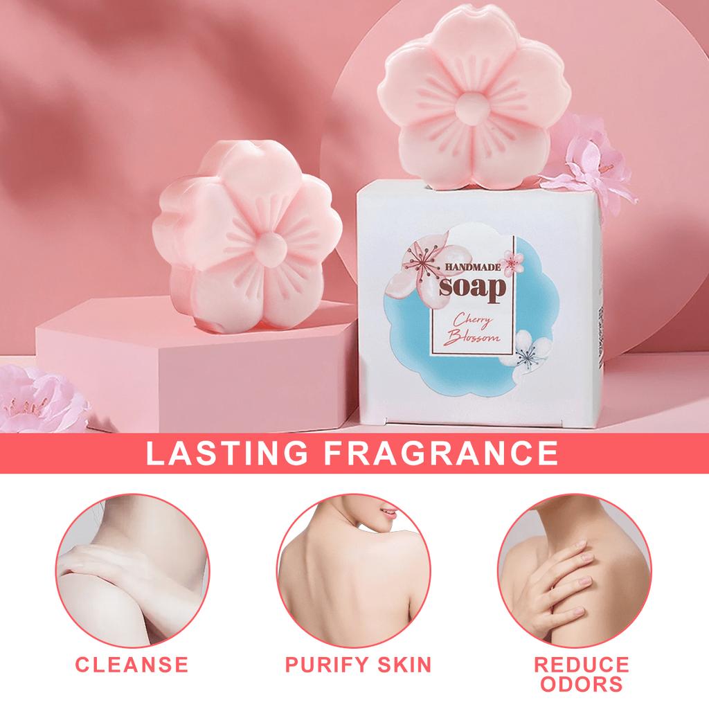 Handmade Sakura Perfume Soap with Cherry Blossom Extracts for Gentle Skin Care Long Lasting Fragrance Facial Body Hand Cleanser