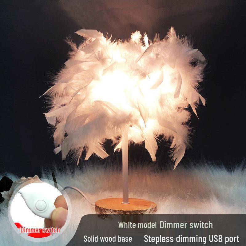 Nordic Luxury Feather Table Lamp - Elegant Bedroom Bedside Light, Creative Gift, Night Light Décor.