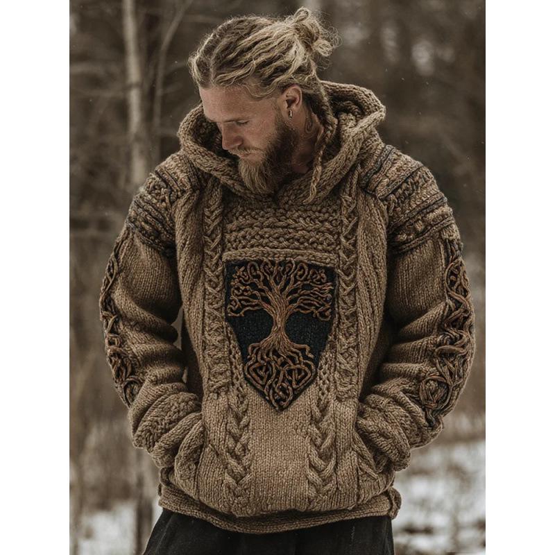 Unisex 3D-bedruckter Strickpullover mit Kapuze für Herbst/Winter
