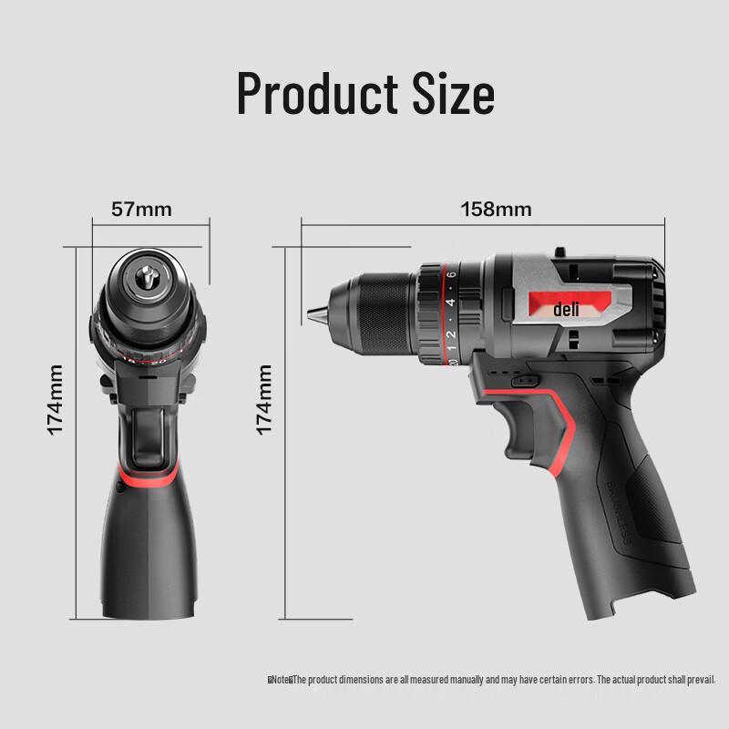 Deli 16V Brushless Cordless Impact Drill Tool Kit CN plug (adapter included)