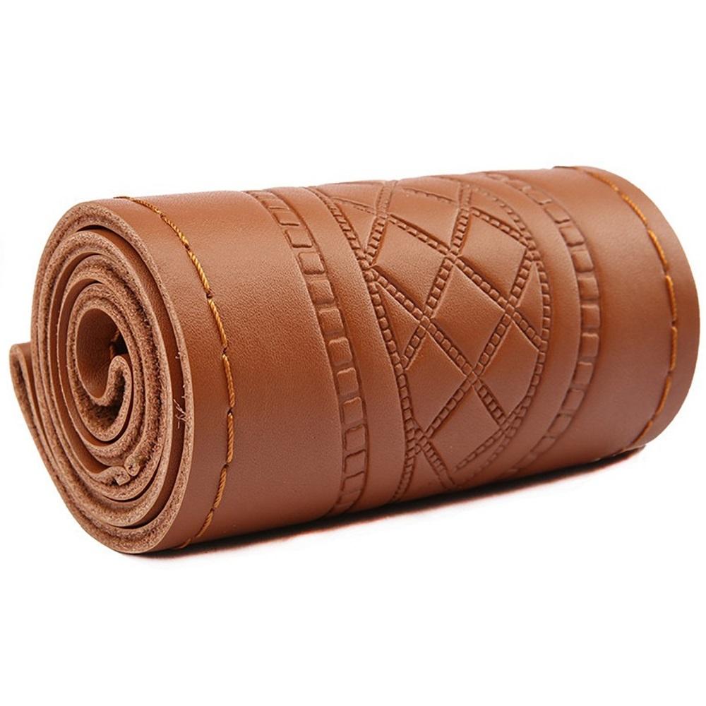 38CM Leather Steering Wheel Cover,DIY Handmade Case With Needles and Thread Car Styling Accessories Volante Esportivo