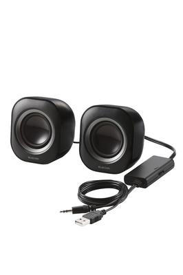 ELECOM 4W Kompakter Lautsprecher mit Mini-USB-Betrieb und 3,5-mm-Stecker, Schwarz, MS-P08U2BK