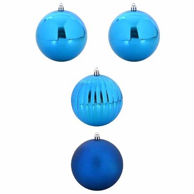XXL Christmas Ornament Set 4 Pcs Blue Plastic
