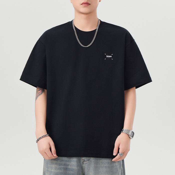 

New Summer Multi-color Heavy Short-sleeved T-shirt for Men Loose Round Neck Five-point Sleeve T-shirt Casual 4XL