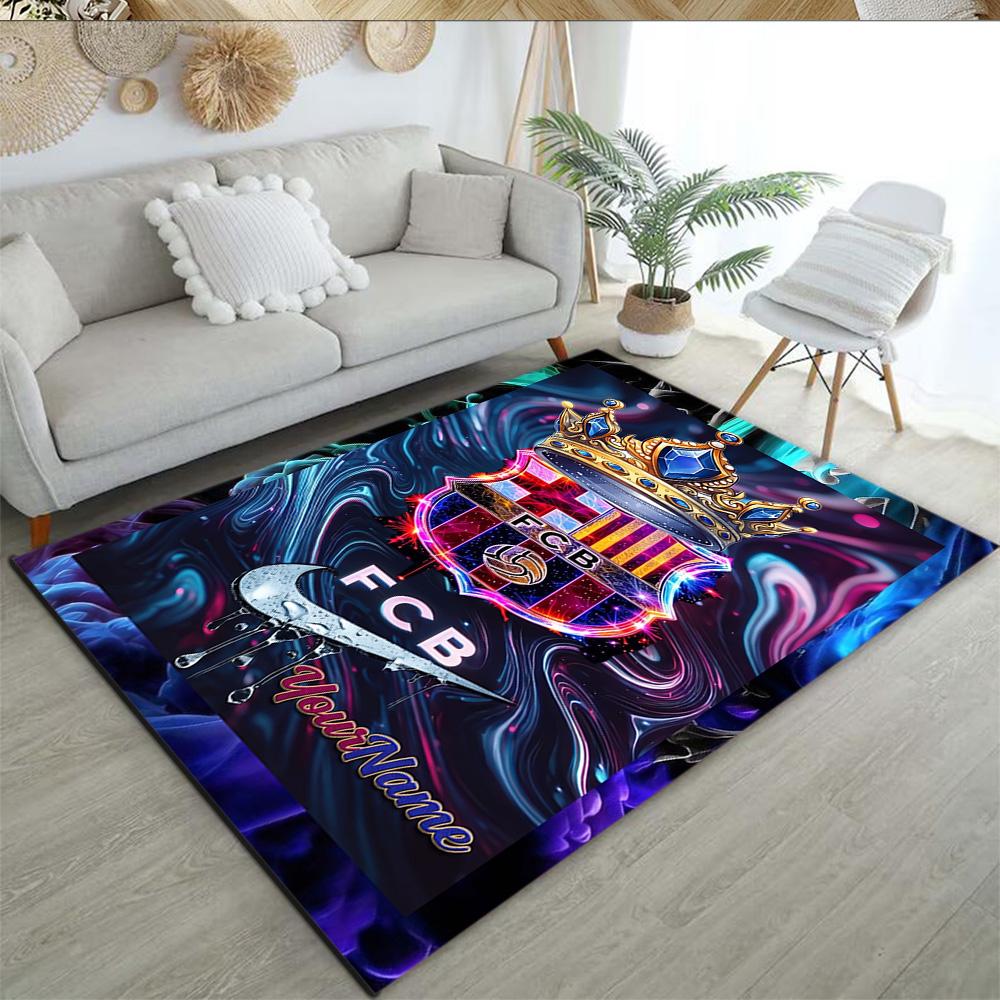 Fc Barcelona Customized Name Area Rug Design for Dormitory Entryway Outdoor Foyer Anti-slip Rug Office Home Decor Perfect Birthday/Christmas Gift Idea