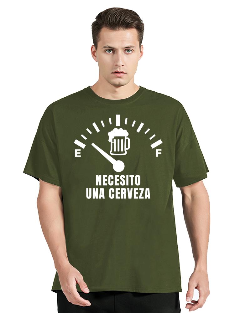 Men's Clothing Streetwear T-shirt Necesito Una Cerveza Print Casual Tshirt Cotton Oversized T Shirt Summer Fashion O-neck Tops