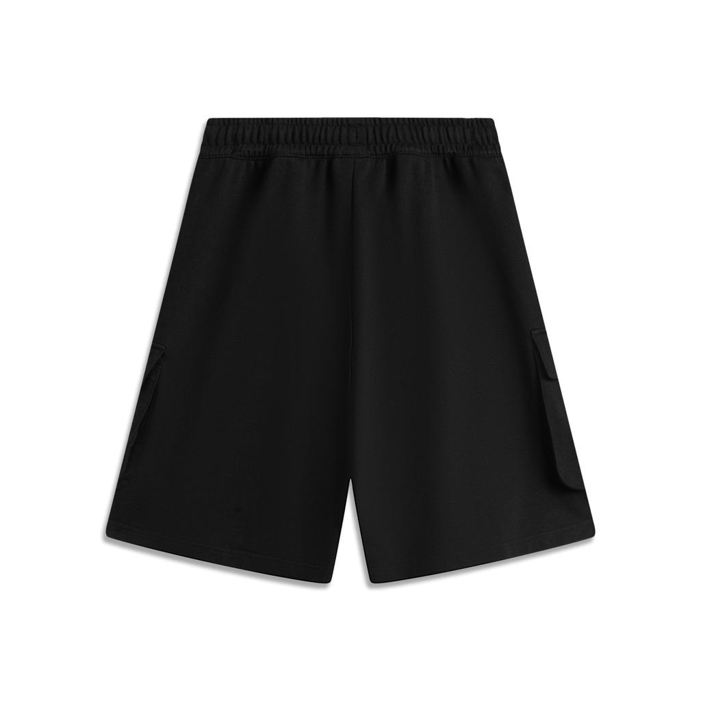 Li-Ning Sports Lifestyle Series Solid Color Mid-Rise Comfortable Breathable Straight Leg Casual Shorts Men Shorts Black AKSV307-4