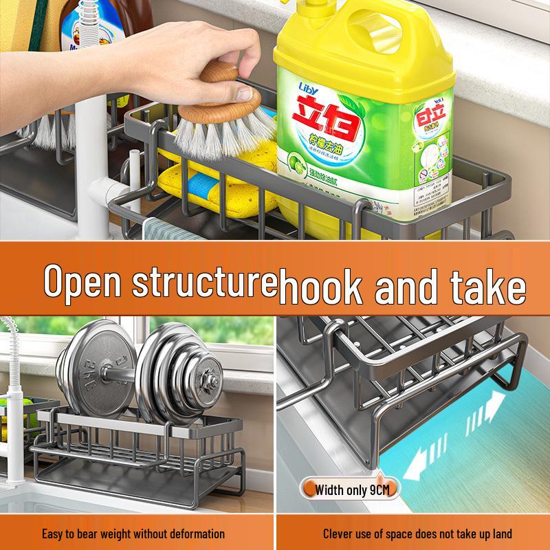 Multifunctional Kitchen Sink Organizer: Dishcloth, Sponge, Soap, Steel Wool Holder