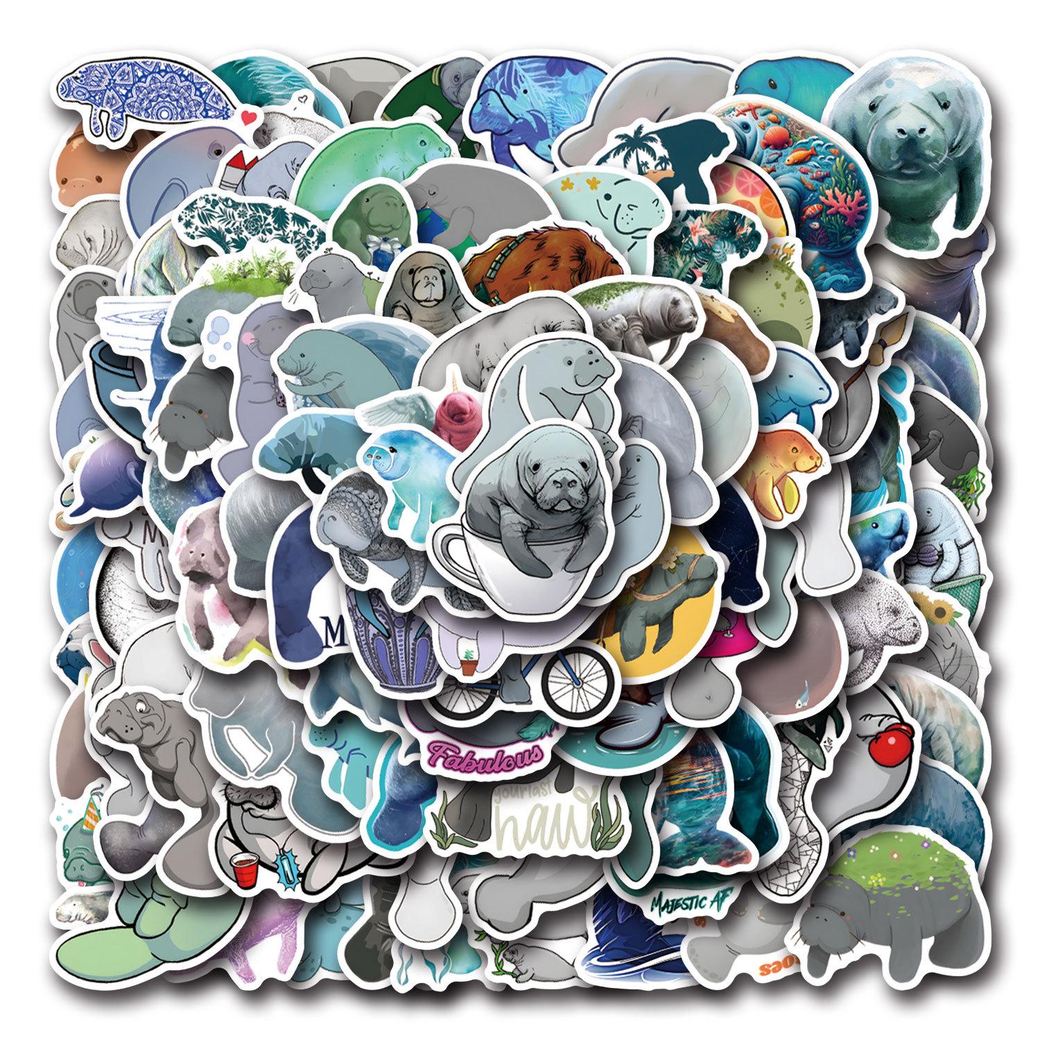 

110 New Manatee Manatee Graffiti Stickers Decorate Notebook Suitcase Mobile Phone DIY Stickers