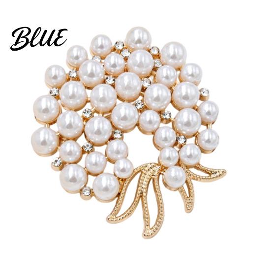 Durable Brooch Pin Faux Pearl Rhinestone Flower Brooch Retro Lapel A