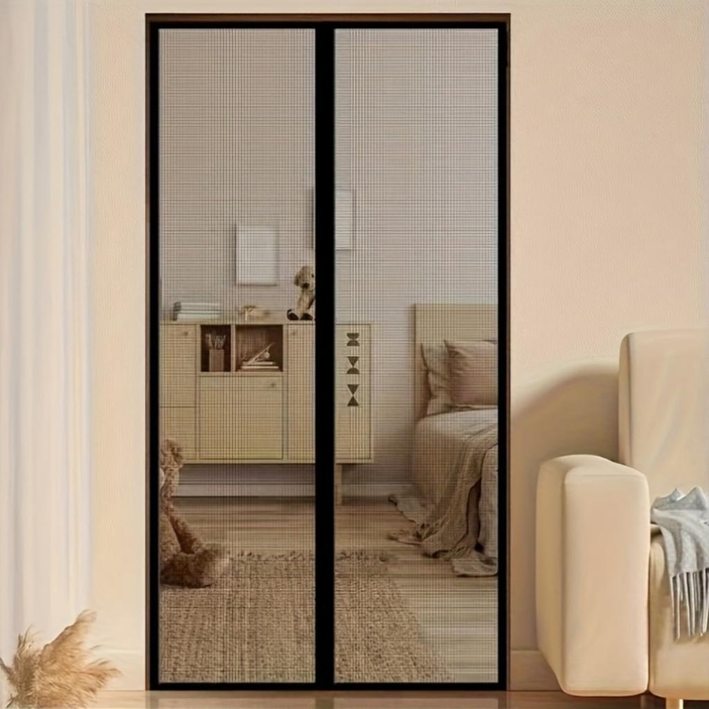 80 x 210cm Magnetic Screen Door Curtain Mesh Insect Barrier No Drilling Privacy Divider for Kitchen/Bedroom