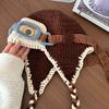 Autumn and Winter Warm Pilot Hat Women's Retro Knitted Ear Protection Hat Outdoor Thunder Hat Versatile Woolen Hat Cold Hat