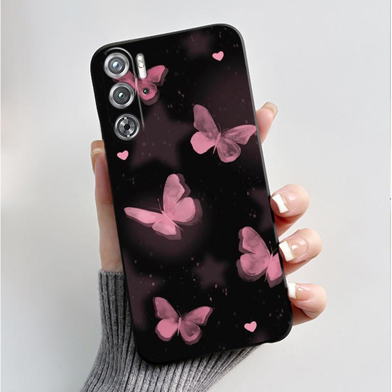 Per ZTE nubia Red Magic 9 Magic9 9S Pro Plus 5G Custodia Moda Farfalle Fiori Sottile Nera Morbida TPU Retro Opaco Copertura Protettiva