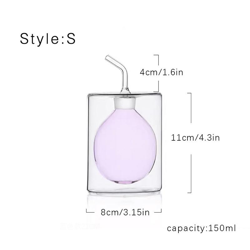 Double Glass Oil Jug Oil Tank Vinegar Jar Seasoning Bottle Olive Oil Jug Kitchen Utensils Transparent Color Seasoning Tools