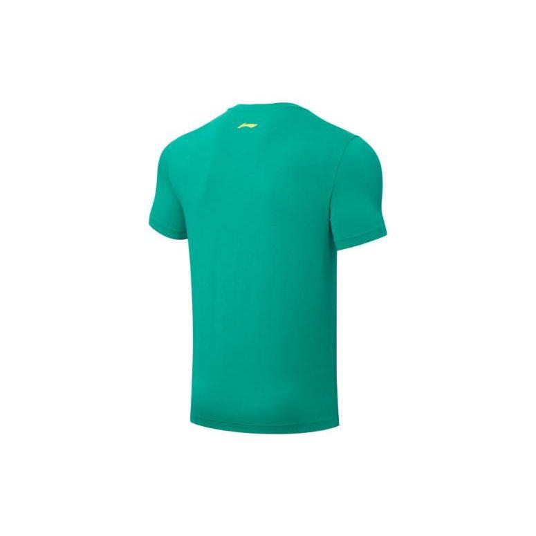 Li Ning Elite Series Table Tennis Print Round Neck Short Sleeve T-Shirt Unisex Tops Green ATST027-4