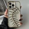 Pokovený Dutý 3D Kovový Vzor Rybí Kosti Pouzdro pro Odvod Tepla Pro iPhone 16 15 14 13 12 11 Pro Max Prodyšný Chladící Nárazuvzdorný Kryt