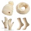4Pcs/Set Warm Women Hats Scarf Gloves Socks Set Soft Winter Warm Mitten Gift Knitted Hat  Outdoor