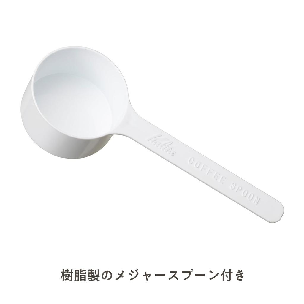 Pojemnik na kawę Kalita Pojemnik do przechowywania ziaren kawy Szklany 150g Opakowanie antybakteryjne Niska przenikalność zapachów Wyprodukowano w Japonii Dołączona miarka