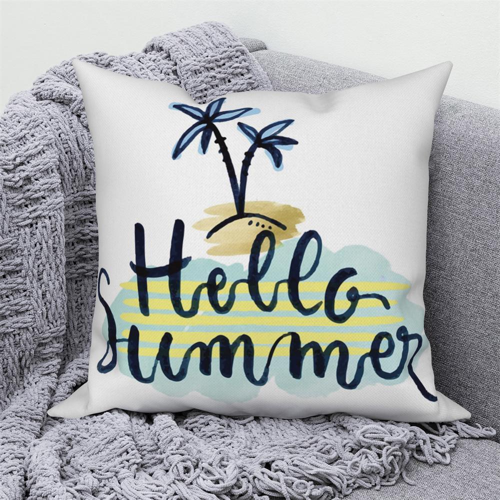 Home Sofa Office Cushion Pillowcase  Summer Vacation Alphabet Printed