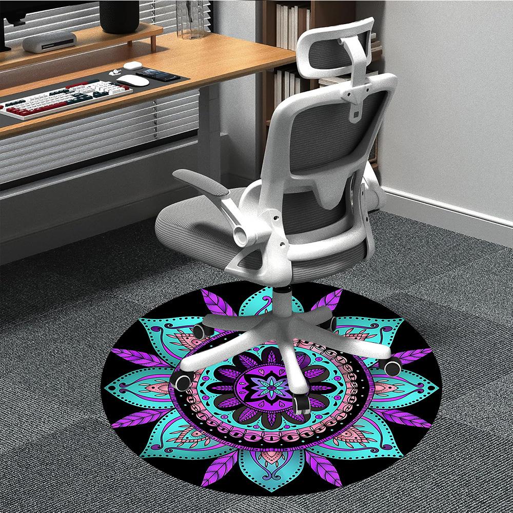 1pc Mandala Pattern Office Round Rug, Carpet for Office, Gaming, Lightweight Round Floor Mat Yy260208033