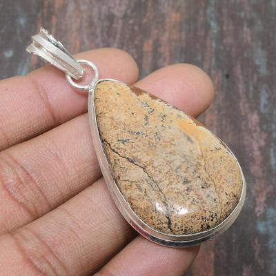 Picture Jasper Gemstone 925 Sterling Silver Handmade Wonderful Jewelry Pendant