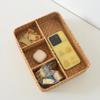 Straw Woven Organized Basket Breathable Compartments For Living Room Office Storage