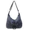 Borsa a tracolla in denim da donna con fiocco Borsa a spalla da pendolare Borsa sotto l'ascella