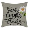 New Green Plant Letter Print Daisy Chrysanthemum Print Pillow Home Sofa Cushion Cover