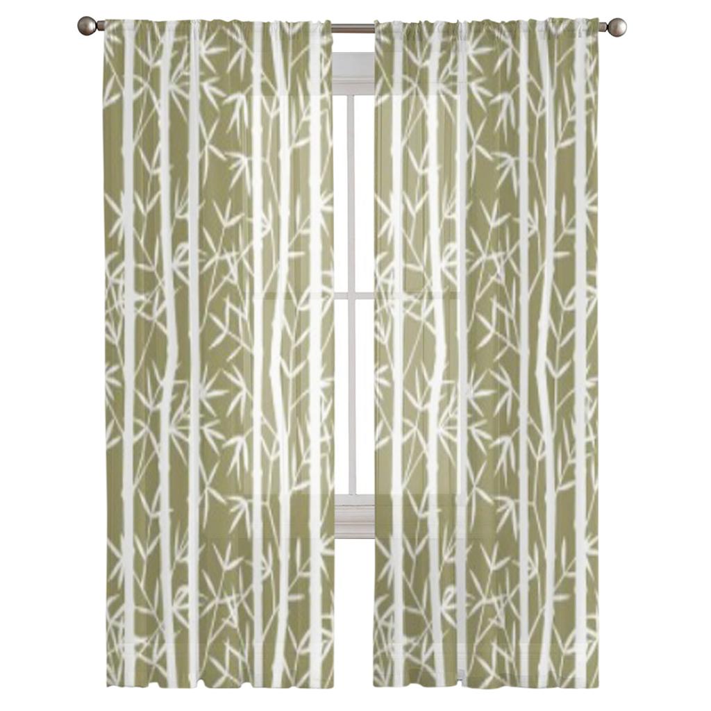 Bamboo Tulle Sheer Curtains for Living Room Decoration Curtain for the Room Bedroom Kitchen Voile Organza Curtains