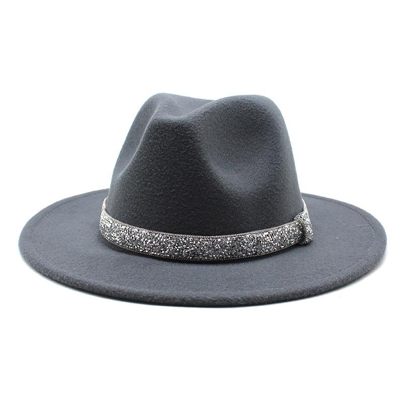 2021 Autumn Men'S And Women'S Woolen Hats, Solid Color Jazz Top Hats, Crystal Diamond Gift Hats