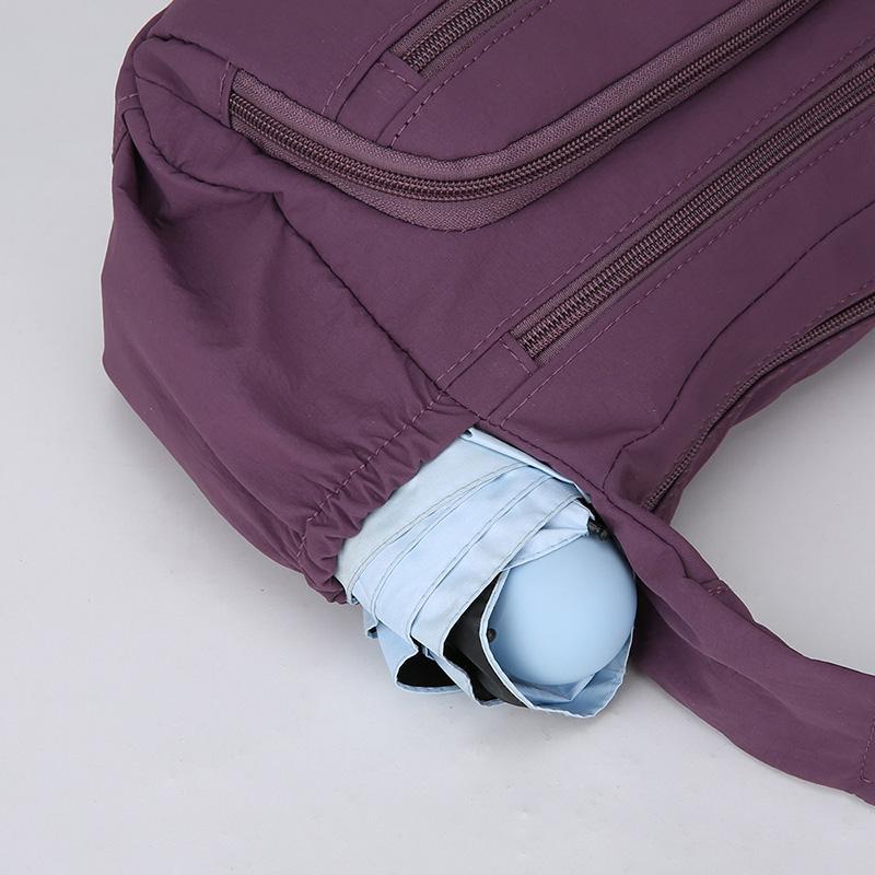 Waterproof Nylon Crossbody Bag for Women Multi Pocket Shoulder Handbag with Wide Strap