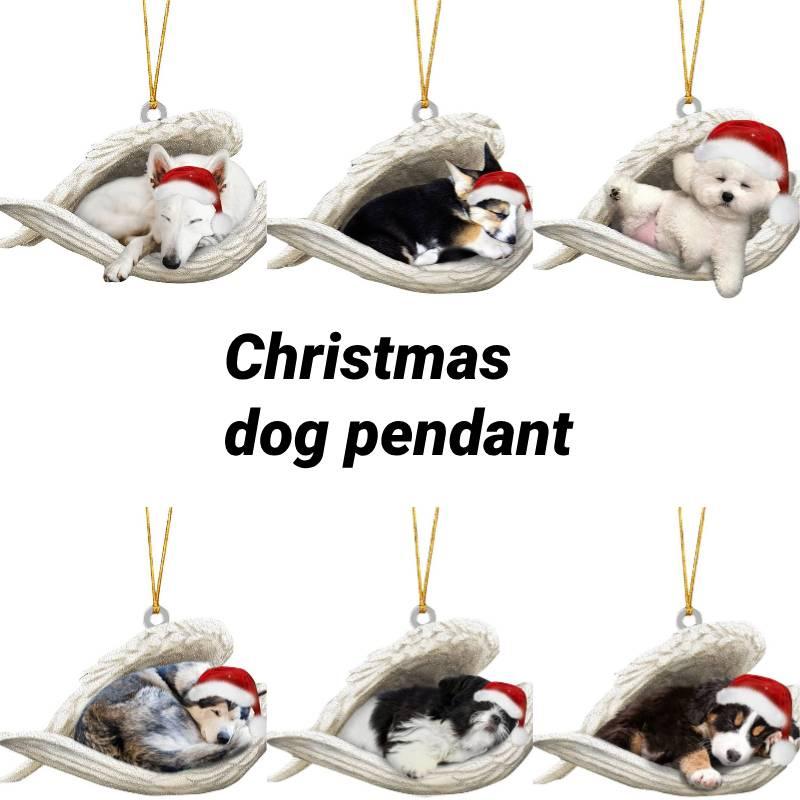 Adorable Cartoon Style Car Pendant Decor Angel Dog Design Acrylic Material 8*6cm/3.1*2.4in