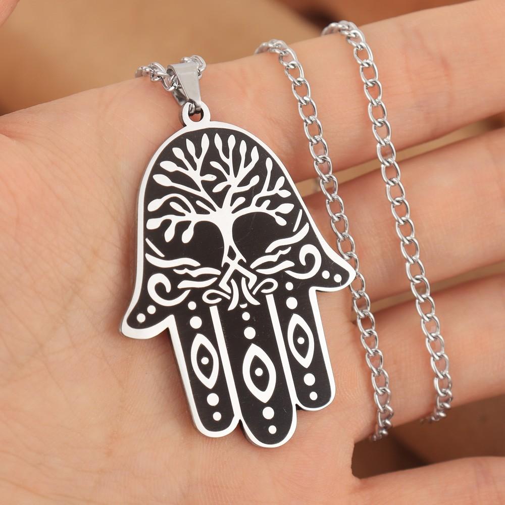 Ciondolo Mano di Fatima Nicchia Albero della Vita Collana Accessori