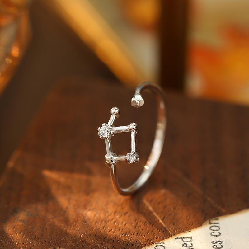 Banyan Tree S925 Silver Zodiac Constellation Ring - Women's Summer Simple Birthday Jewelry