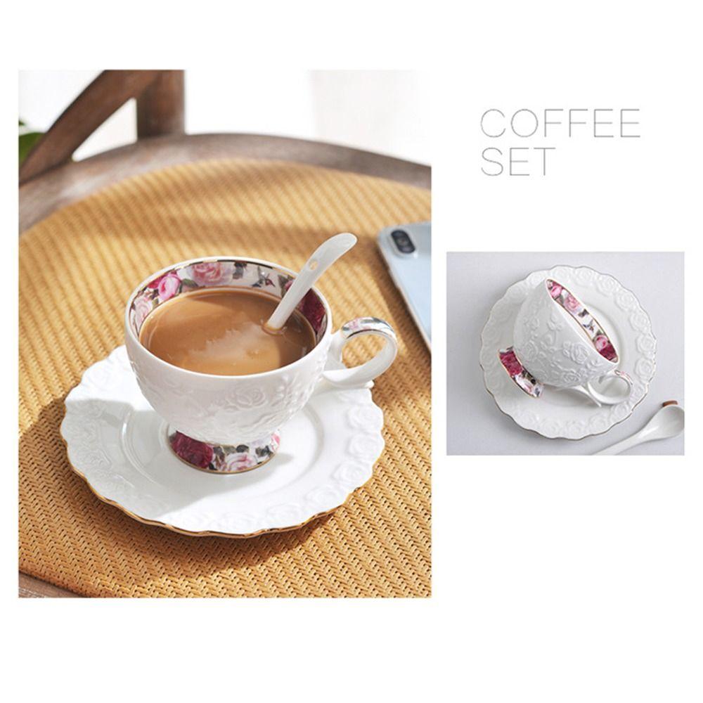 Luxury Tea Cup Set Vintage Milk Cups Kitchenware Ceramic Coffee Cup Spoon Plate Set  Cafe