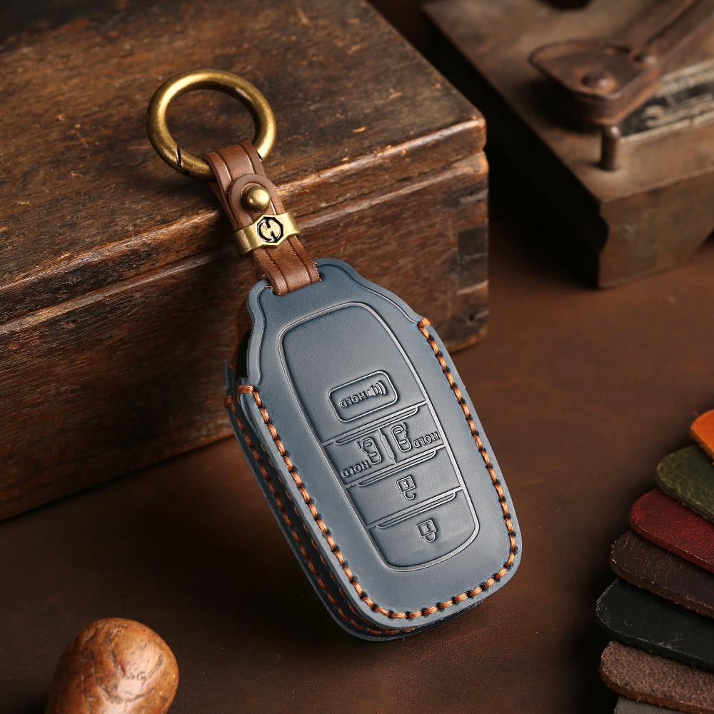 Handgjort Nyckelskydd i Äkta Läder för Toyota Sienna Alphard Vellfire Kreativt Bilnyckelfodral