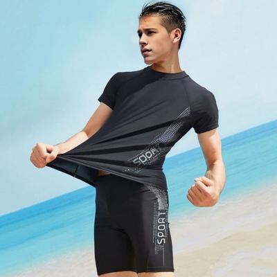 Męskie spodenki kąpielowe Top do sportów wodnych O Neck Krótki rękaw Slim Fit Elastyczny, oddychający Szybkoschnący Paski Spodnie do kolan Surfing Brodzenie Sport